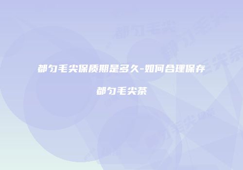 都匀毛尖保质期是多久-如何合理保存都匀毛尖茶