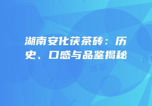 湖南安化茯茶砖：历史、口感与品鉴揭秘