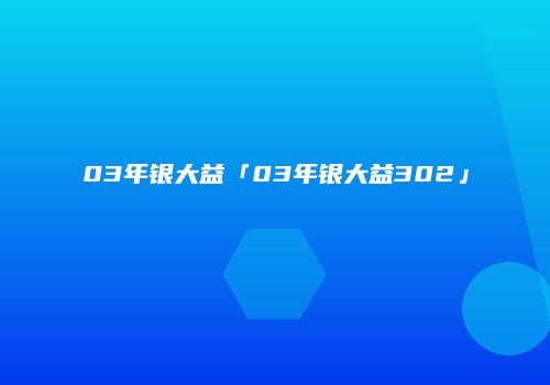 03年银大益「03年银大益302」