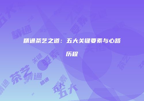 精通茶艺之道：五大关键要素与心路历程