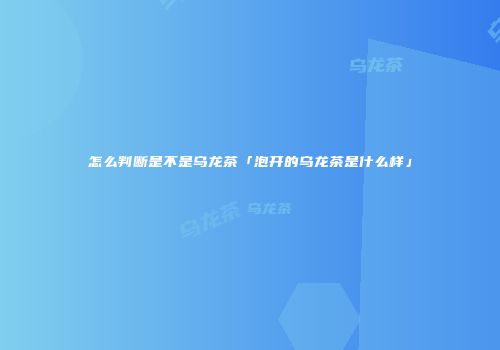 怎么判断是不是乌龙茶「泡开的乌龙茶是什么样」