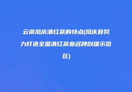 云南凤庆滇红茶的特点(凤庆县努力打造全国滇红茶业名牌创建示范区)