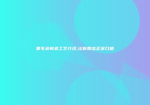 黑毛茶制造工艺介绍,让你喝出正宗口感