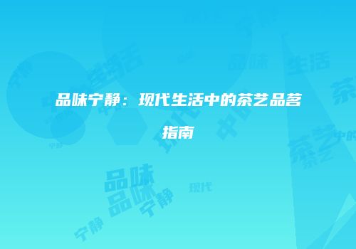 品味宁静：现代生活中的茶艺品茗指南