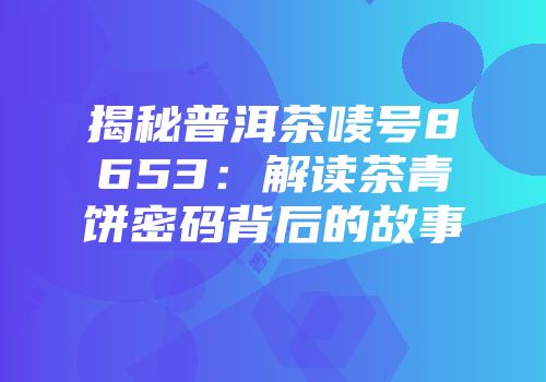 揭秘普洱茶唛号8653：解读茶青饼密码背后的故事