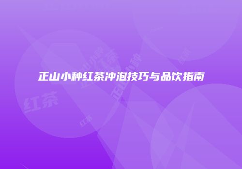 正山小种红茶冲泡技巧与品饮指南