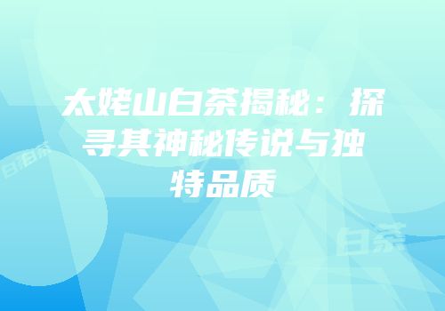 太姥山白茶揭秘：探寻其神秘传说与独特品质