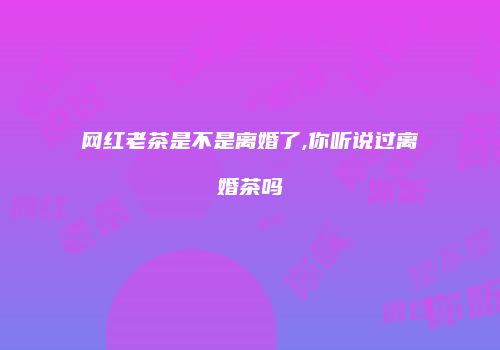 网红老茶是不是离婚了,你听说过离婚茶吗