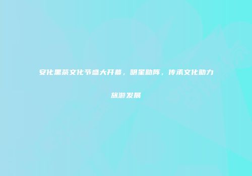 安化黑茶文化节盛大开幕，明星助阵，传承文化助力旅游发展