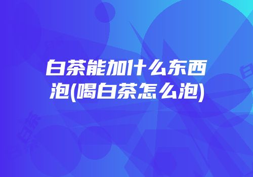 白茶能加什么东西泡(喝白茶怎么泡)