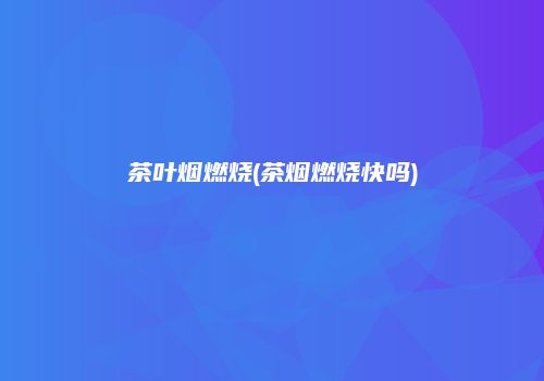 茶叶烟燃烧(茶烟燃烧快吗)