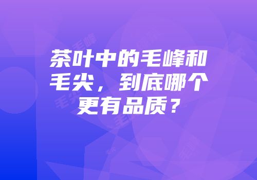 茶叶中的毛峰和毛尖，到底哪个更有品质？