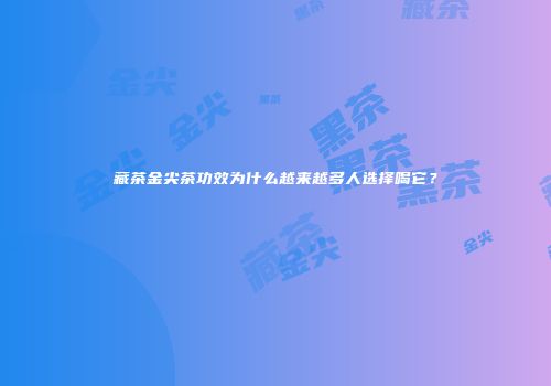 藏茶金尖茶功效为什么越来越多人选择喝它？