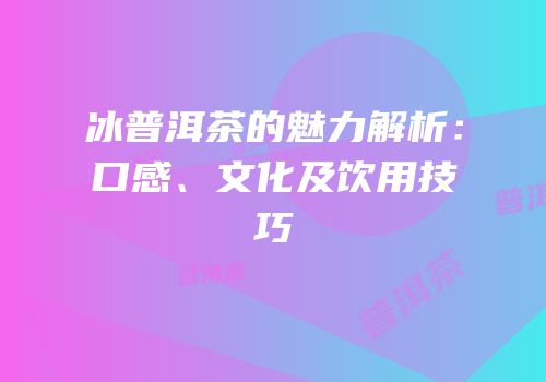 冰普洱茶的魅力解析：口感、文化及饮用技巧