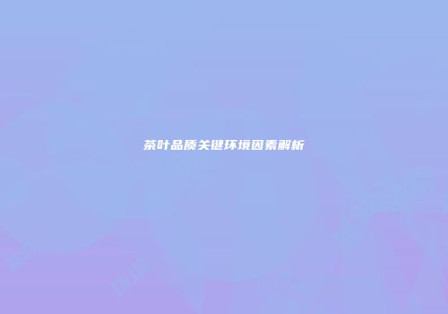 茶叶品质关键环境因素解析