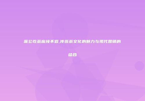 庞公吃茶应接不遐,传统茶文化的魅力与现代营销的结合