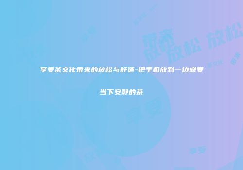 享受茶文化带来的放松与舒适-把手机放到一边感受当下安静的茶