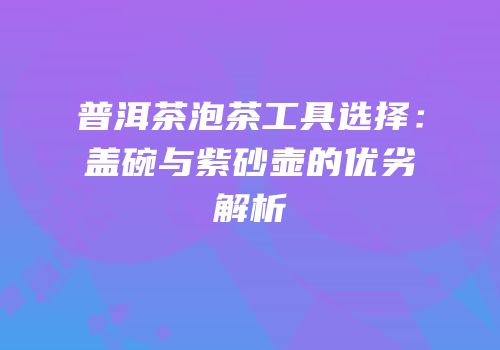 普洱茶泡茶工具选择：盖碗与紫砂壶的优劣解析