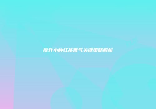 提升小种红茶香气关键策略解析