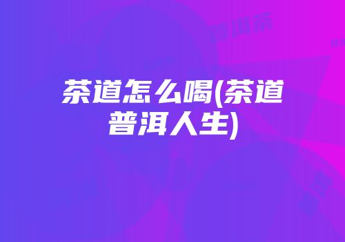 茶道怎么喝(茶道普洱人生)