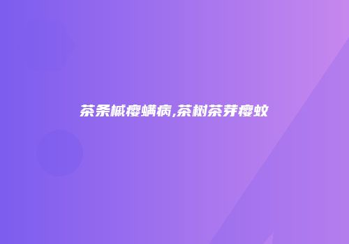 茶条槭瘿螨病,茶树茶芽瘿蚊
