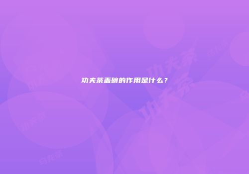 功夫茶盖碗的作用是什么？