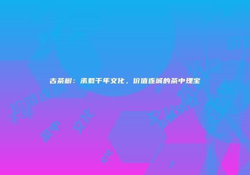 古茶树：承载千年文化，价值连城的茶中瑰宝