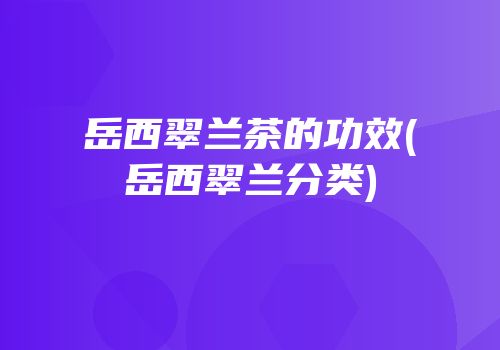 岳西翠兰茶的功效(岳西翠兰分类)