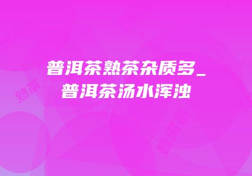 普洱茶熟茶杂质多_普洱茶汤水浑浊