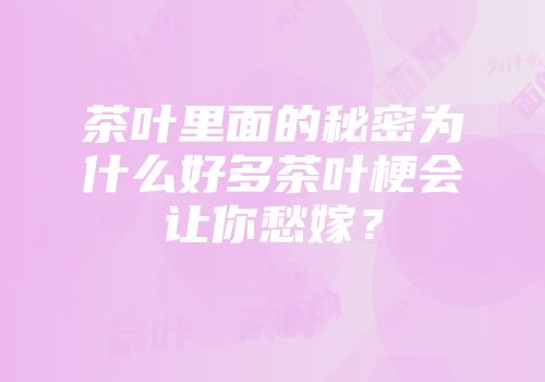 茶叶里面的秘密为什么好多茶叶梗会让你愁嫁？