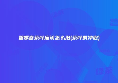 碧螺春茶叶应该怎么泡(茶叶的冲泡)
