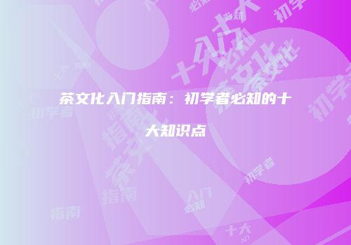 茶文化入门指南：初学者必知的十大知识点