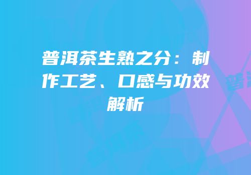 普洱茶生熟之分：制作工艺、口感与功效解析