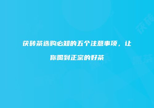 茯砖茶选购必知的五个注意事项，让你喝到正宗的好茶