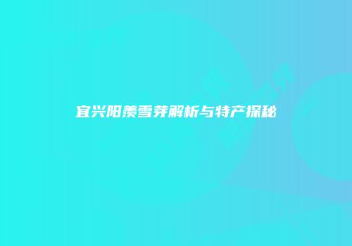 宜兴阳羡雪芽解析与特产探秘