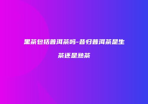 黑茶包括普洱茶吗-昔归普洱茶是生茶还是熟茶