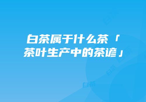 白茶属于什么茶「茶叶生产中的茶谚」