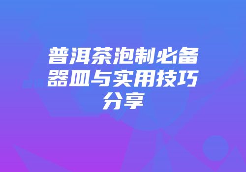 普洱茶泡制必备器皿与实用技巧分享