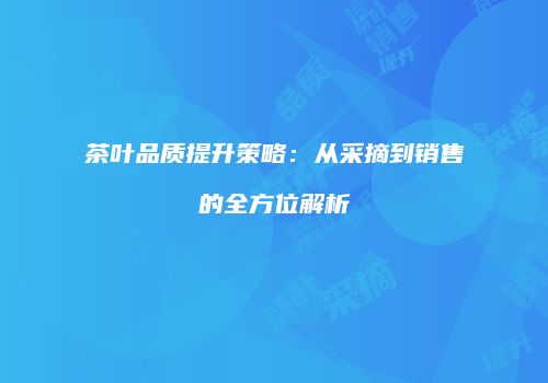 茶叶品质提升策略：从采摘到销售的全方位解析