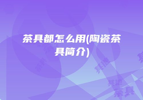 茶具都怎么用(陶瓷茶具简介)