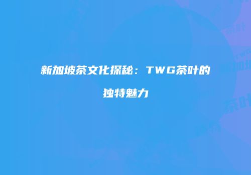 新加坡茶文化探秘：TWG茶叶的独特魅力
