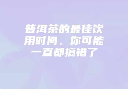 普洱茶的最佳饮用时间，你可能一直都搞错了