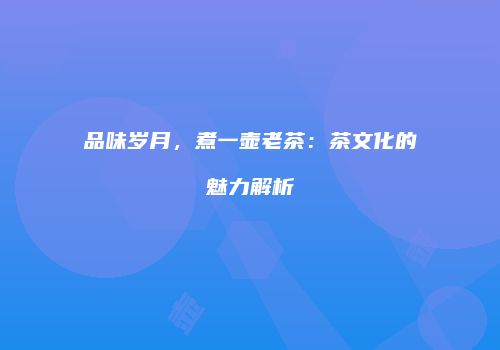 品味岁月，煮一壶老茶：茶文化的魅力解析