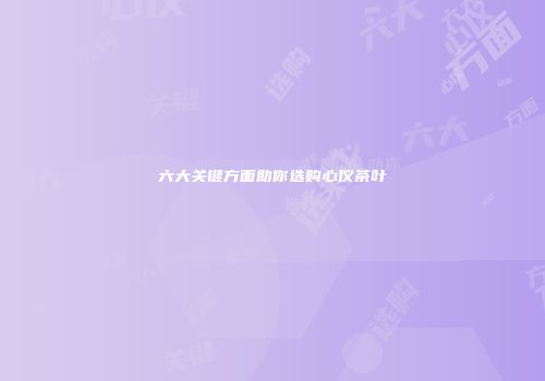 六大关键方面助你选购心仪茶叶