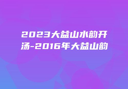 2023大益山水韵开汤-2016年大益山韵