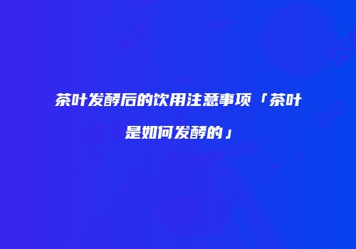 茶叶发酵后的饮用注意事项「茶叶是如何发酵的」
