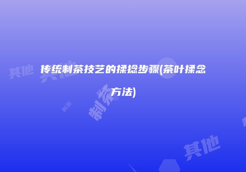 传统制茶技艺的揉捻步骤(茶叶揉念方法)