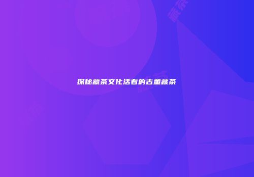 探秘藏茶文化活着的古董藏茶