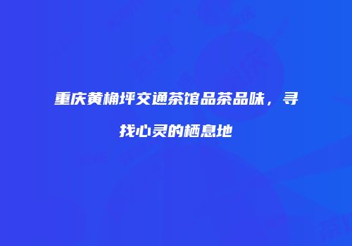 重庆黄桷坪交通茶馆品茶品味，寻找心灵的栖息地