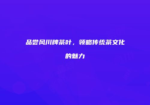 品尝风川牌茶叶，领略传统茶文化的魅力